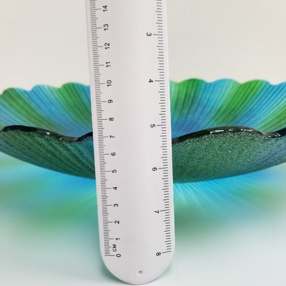 🆕️Huge Evergreen Blue Sea Glass Birdbath 20" in diameter. - Picture 4 of 7